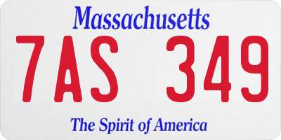MA license plate 7AS349
