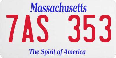 MA license plate 7AS353