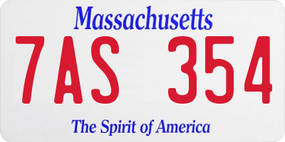 MA license plate 7AS354