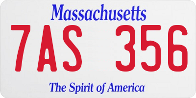 MA license plate 7AS356