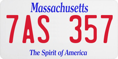 MA license plate 7AS357