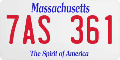 MA license plate 7AS361