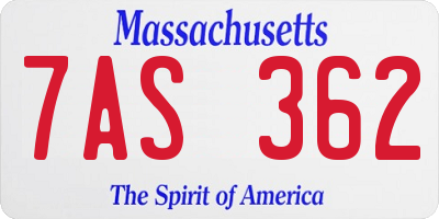 MA license plate 7AS362