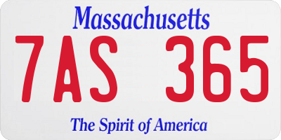 MA license plate 7AS365