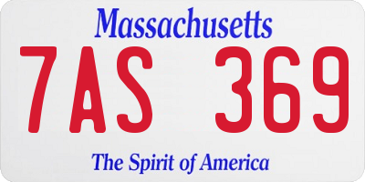 MA license plate 7AS369