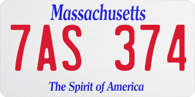 MA license plate 7AS374