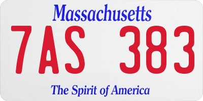 MA license plate 7AS383
