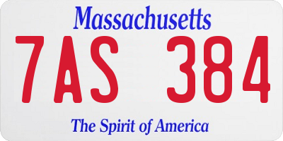 MA license plate 7AS384