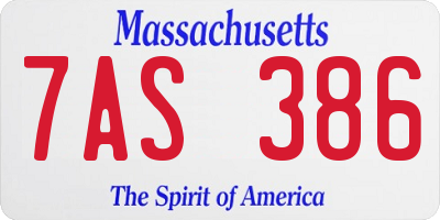 MA license plate 7AS386