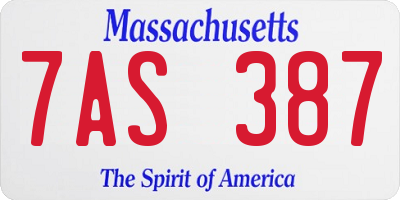 MA license plate 7AS387