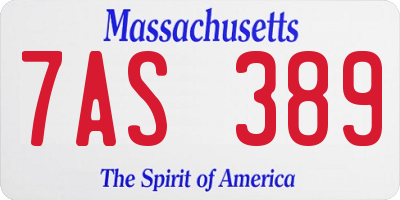 MA license plate 7AS389
