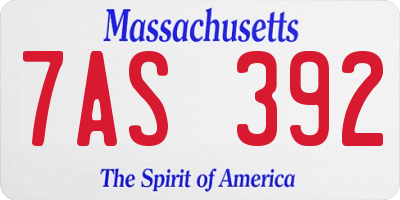 MA license plate 7AS392