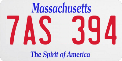 MA license plate 7AS394