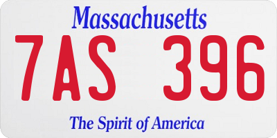 MA license plate 7AS396
