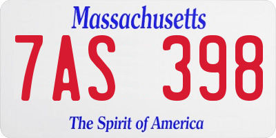 MA license plate 7AS398