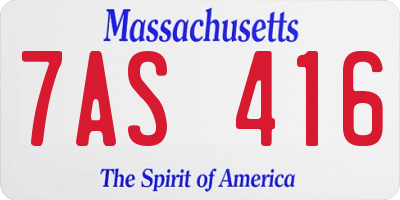 MA license plate 7AS416