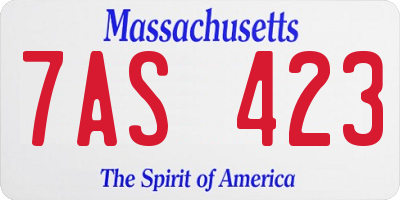 MA license plate 7AS423
