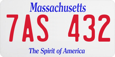 MA license plate 7AS432