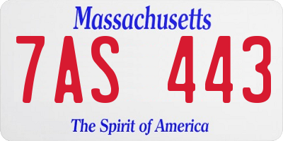MA license plate 7AS443
