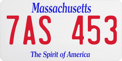 MA license plate 7AS453