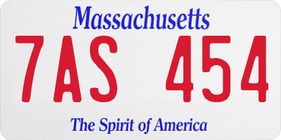 MA license plate 7AS454
