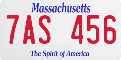 MA license plate 7AS456