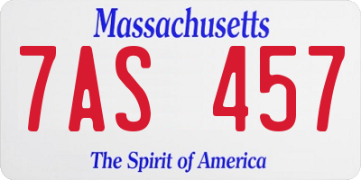 MA license plate 7AS457