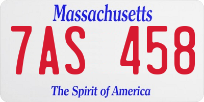 MA license plate 7AS458