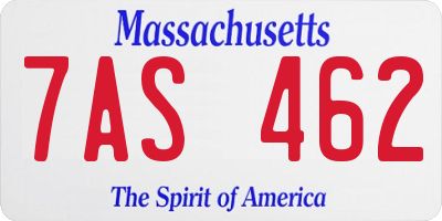 MA license plate 7AS462