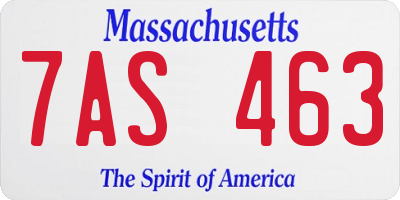 MA license plate 7AS463