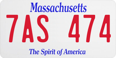 MA license plate 7AS474