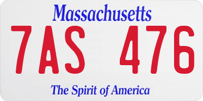 MA license plate 7AS476