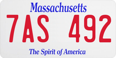 MA license plate 7AS492