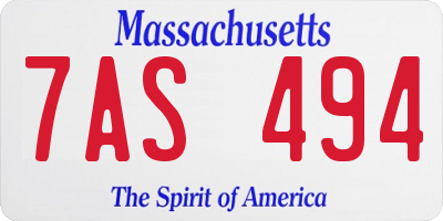MA license plate 7AS494