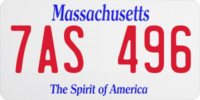 MA license plate 7AS496