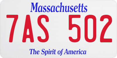 MA license plate 7AS502