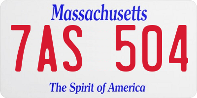 MA license plate 7AS504