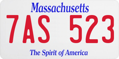 MA license plate 7AS523