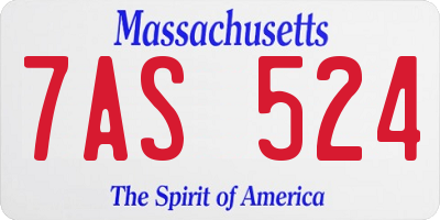 MA license plate 7AS524