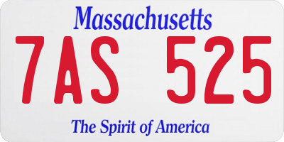 MA license plate 7AS525