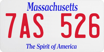 MA license plate 7AS526