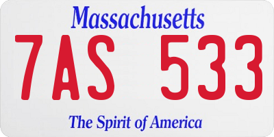 MA license plate 7AS533