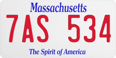 MA license plate 7AS534