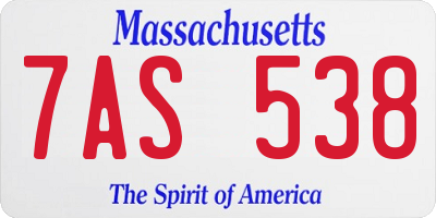MA license plate 7AS538