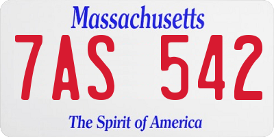 MA license plate 7AS542