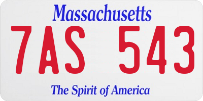 MA license plate 7AS543
