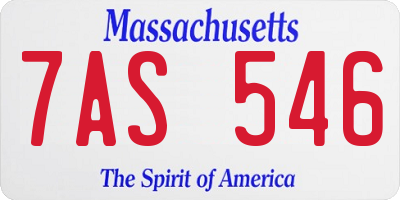 MA license plate 7AS546