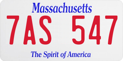 MA license plate 7AS547