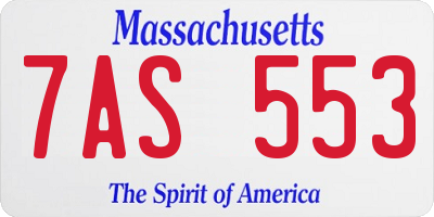 MA license plate 7AS553