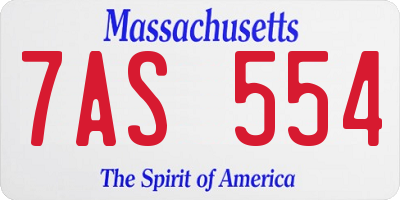 MA license plate 7AS554